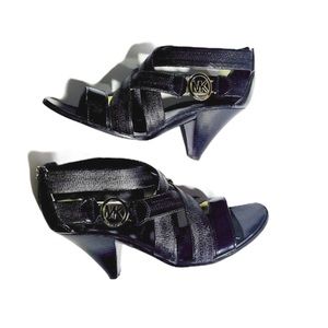 Michael Kors black elastic heels with gold logo